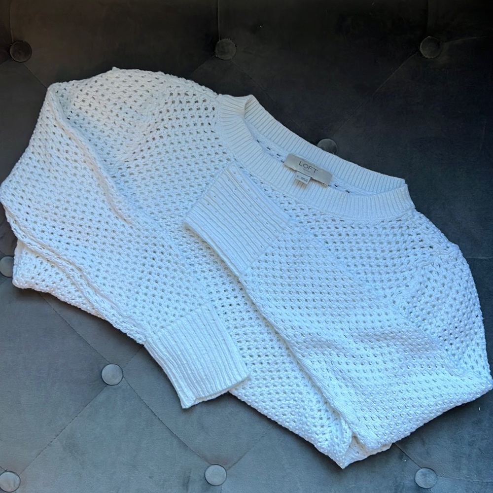 LOFT Outlet Open Knit Sweater in White